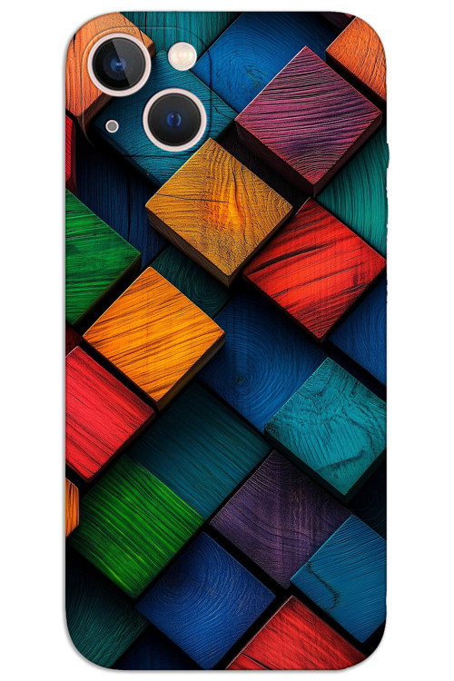 iPhone 15 Plus Kılıf HD Desen Baskılı Arka Kapak - Kare Desen