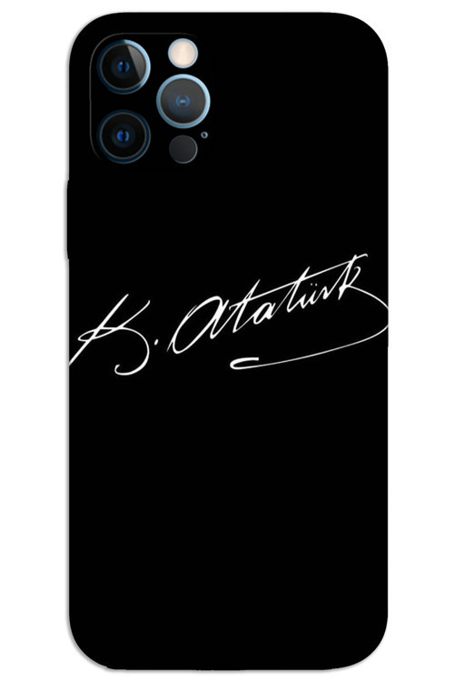 iPhone 12 Pro Kılıf HD Desen Baskılı Arka Kapak - Atatürk İmza