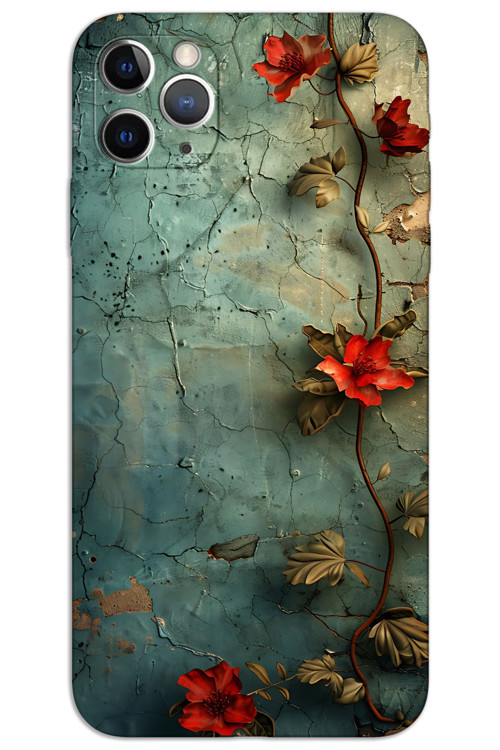 iPhone 11 Pro Kılıf HD Desen Baskılı Arka Kapak - Sarmaşık Çiçek