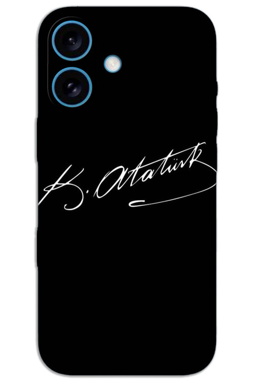 iPhone 16 Kılıf HD Desen Baskılı Arka Kapak - Atatürk İmza