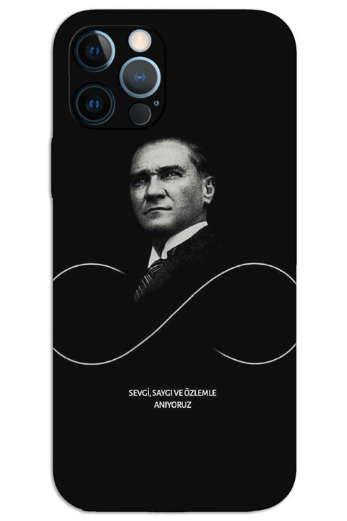 iPhone 12 Pro Kılıf HD Desen Baskılı Arka Kapak - Atatürk Sonsuzluk