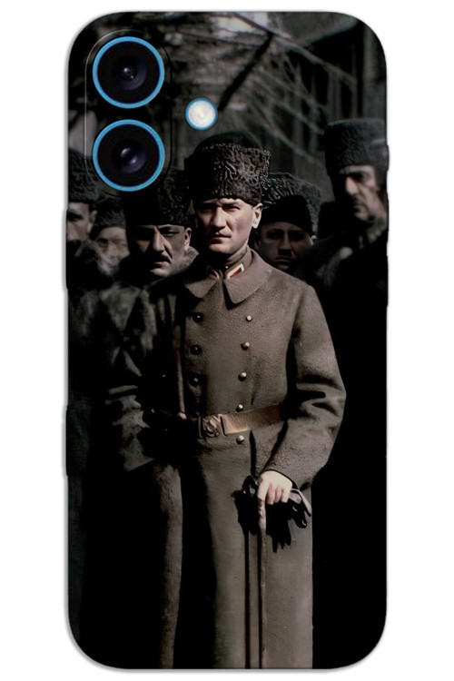 iPhone 16 Plus Kılıf HD Desen Baskılı Arka Kapak - Atatürk Kalpak