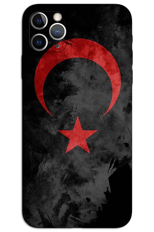 iPhone 11 Pro Kılıf HD Desen Baskılı Arka Kapak - Siyah Bayrak