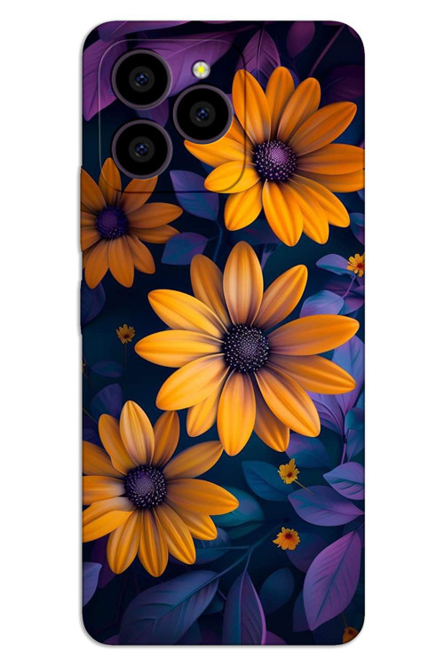Omix X7 Kılıf HD Desen Baskılı Arka Kapak - Sarı Çiçek