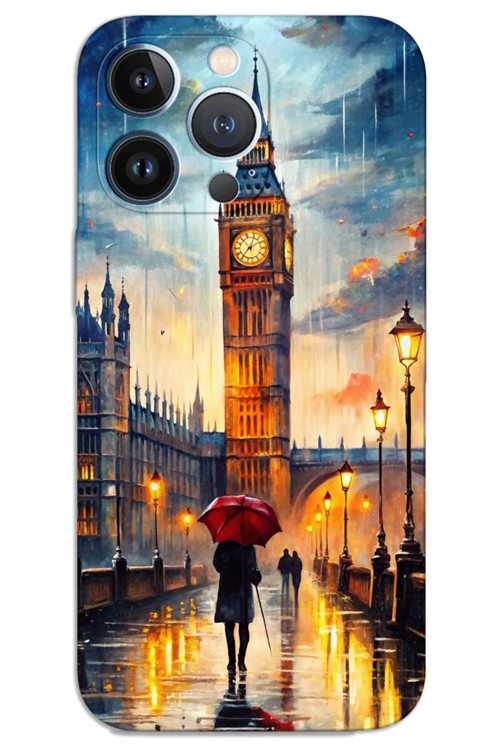 iPhone 13 Pro Kılıf HD Desen Baskılı Arka Kapak - Saat Kulesi
