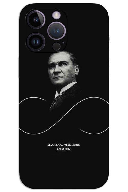 iPhone 14 Pro Kılıf HD Desen Baskılı Arka Kapak - Atatürk Sonsuzluk