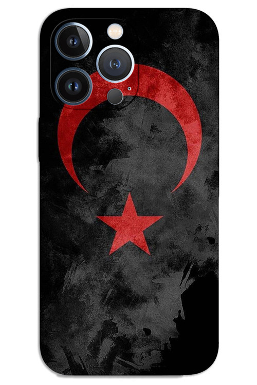 iPhone 13 Pro Kılıf HD Desen Baskılı Arka Kapak - Siyah Bayrak