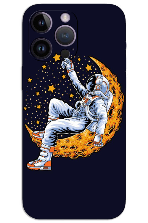iPhone 14 Pro Kılıf HD Desen Baskılı Arka Kapak - Astronot Ay