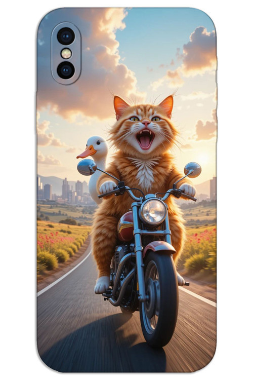 iPhone XS Max Kılıf HD Desen Baskılı Arka Kapak - Çılgın Kedi