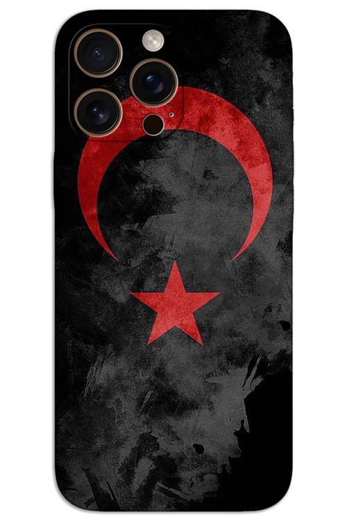 iPhone 16 Pro Kılıf HD Desen Baskılı Arka Kapak - Siyah Bayrak