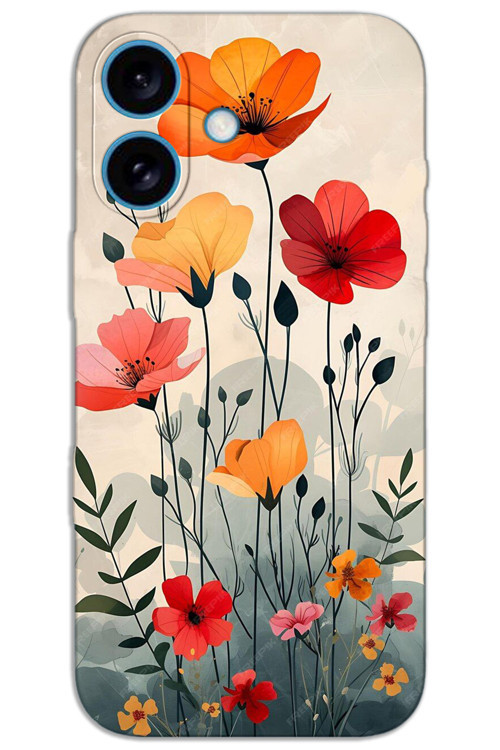 iPhone 16 Kılıf HD Desen Baskılı Arka Kapak - Lale