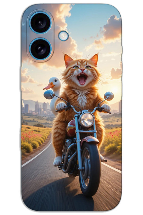 iPhone 16 Plus Kılıf HD Desen Baskılı Arka Kapak - Çılgın Kedi