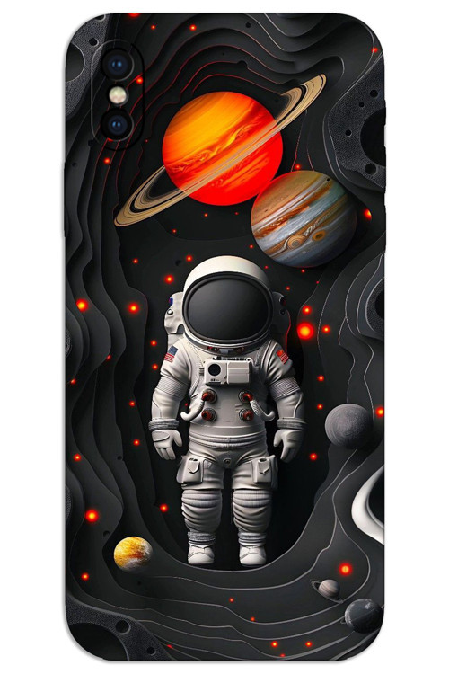 iPhone X / XS Kılıf HD Desen Baskılı Arka Kapak - Astronot Gezegenler