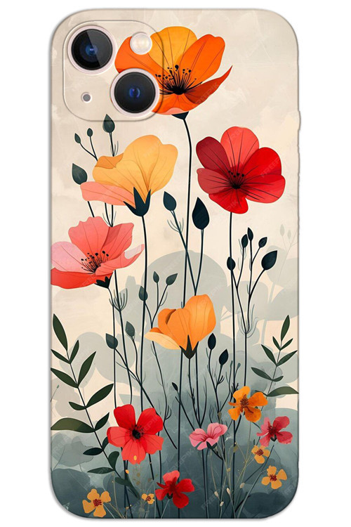 iPhone 15 Plus Kılıf HD Desen Baskılı Arka Kapak - Lale