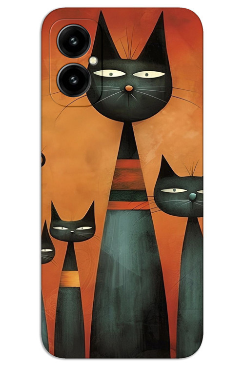 Omix X5 Kılıf HD Desen Baskılı Arka Kapak - Sanat Kedi