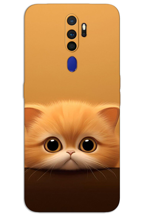 Oppo A5 2020 Kılıf HD Desen Baskılı Arka Kapak - Sarı Yavru Kedi