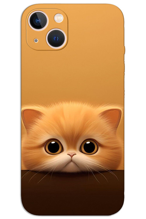 iPhone 15 Plus Kılıf HD Desen Baskılı Arka Kapak - Sarı Yavru Kedi