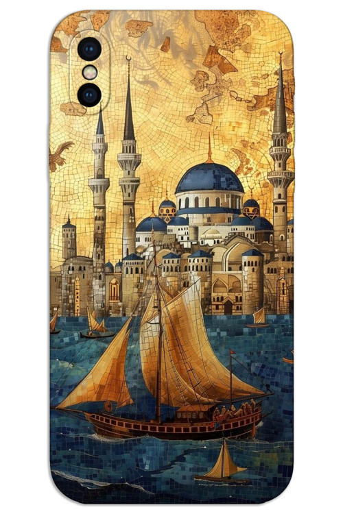 iPhone XS Max Kılıf HD Desen Baskılı Arka Kapak - Yelkenli Süleymaniye