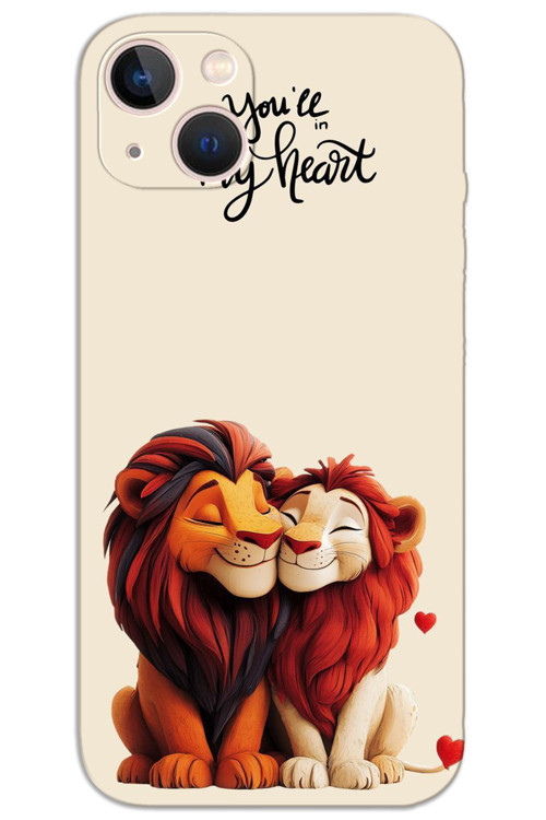 iPhone 14 Plus Kılıf HD Desen Baskılı Arka Kapak - Aslan Kral