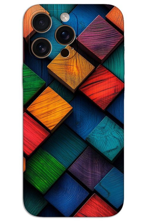 iPhone 16 Pro Max Kılıf HD Desen Baskılı Arka Kapak - Kare Desen