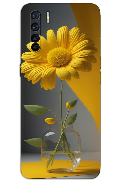 Oppo A91 Kılıf HD Desen Baskılı Arka Kapak - Fanus Çiçek