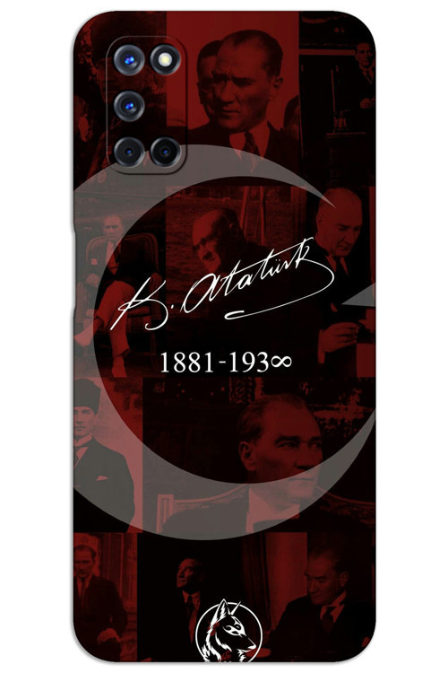 Oppo A92 Kılıf HD Desen Baskılı Arka Kapak - Atatürk Ayyıldız