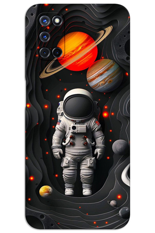 Oppo A92 Kılıf HD Desen Baskılı Arka Kapak - Astronot Gezegenler