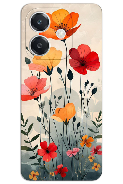 Oppo A3 Kılıf HD Desen Baskılı Arka Kapak - Lale