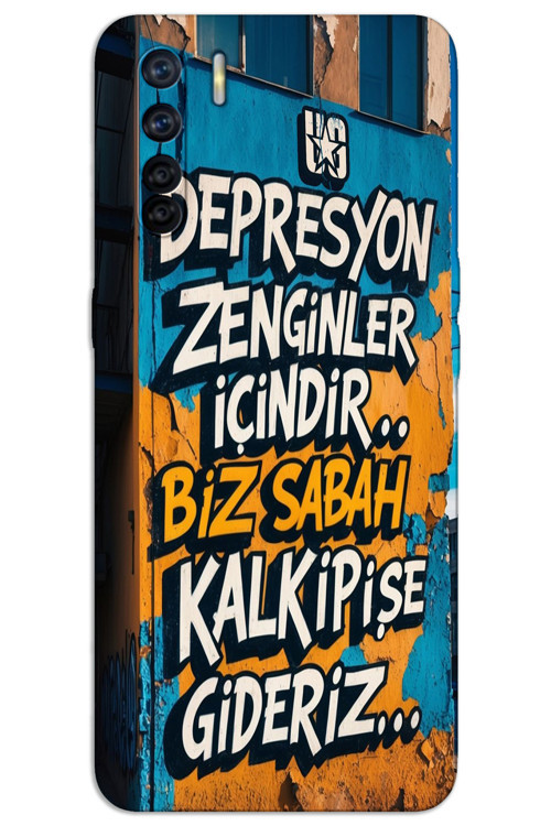 Oppo A91 Kılıf HD Desen Baskılı Arka Kapak - Depresyon