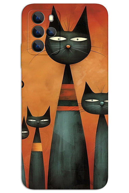 Omix X700 Kılıf HD Desen Baskılı Arka Kapak - Sanat Kedi