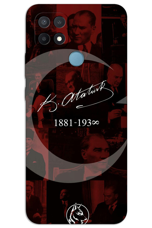 Oppo A15 / A15S Kılıf HD Desen Baskılı Arka Kapak - Atatürk Ayyıldız