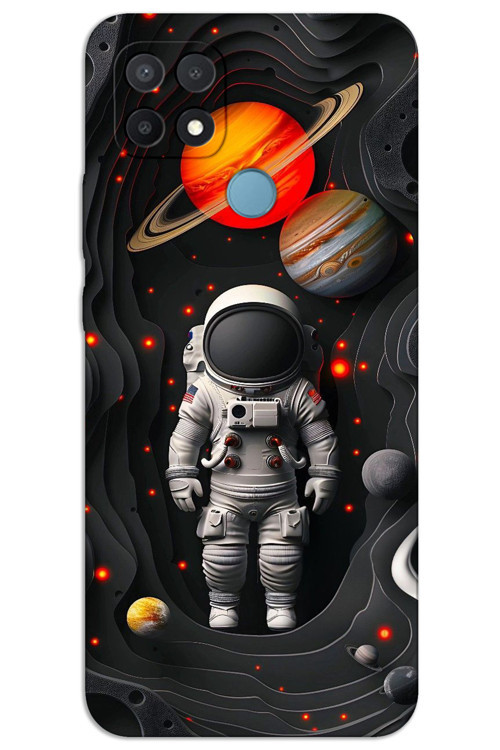 Oppo A15 / A15S Kılıf HD Desen Baskılı Arka Kapak - Astronot Gezegenler