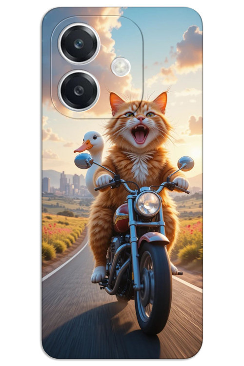 Oppo A3 Kılıf HD Desen Baskılı Arka Kapak - Çılgın Kedi