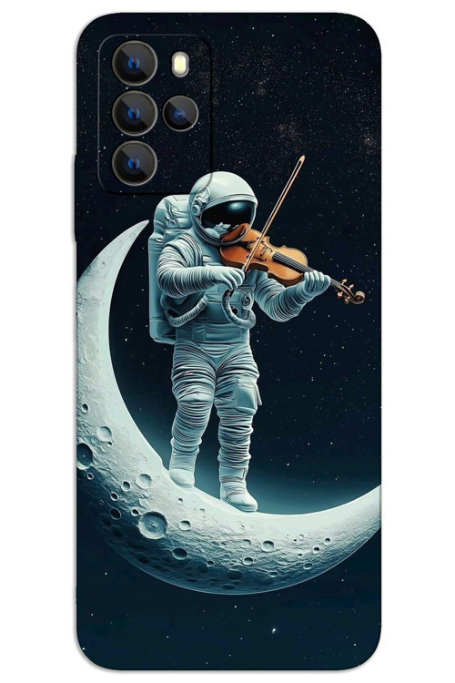 Omix X500 Kılıf HD Desen Baskılı Arka Kapak - Astronot Keman