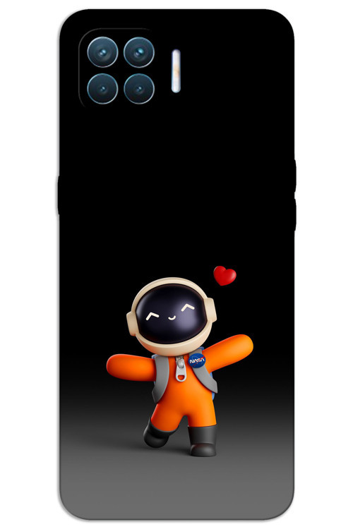 Oppo A73 Kılıf HD Desen Baskılı Arka Kapak - Astronot Kalp