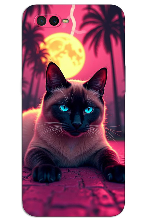 Oppo A5s / A12 Kılıf HD Desen Baskılı Arka Kapak - Gergin Kedi