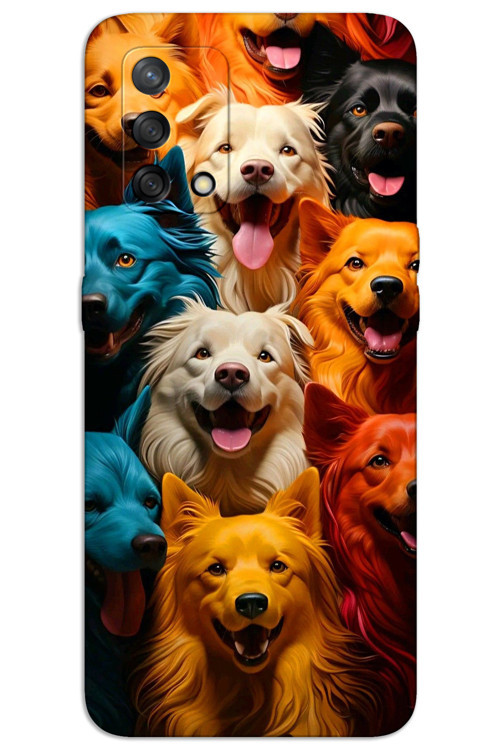 Oppo A74 Kılıf HD Desen Baskılı Arka Kapak - Renkli Köpekler