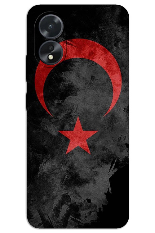 Oppo A38 Kılıf HD Desen Baskılı Arka Kapak - Siyah Bayrak