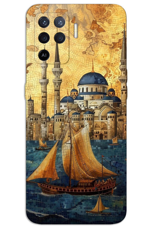 Oppo Reno 5 Lite Kılıf HD Desen Baskılı Arka Kapak - Yelkenli Süleymaniye