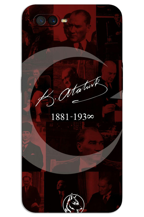 Oppo Ax7 Kılıf HD Desen Baskılı Arka Kapak - Atatürk Ayyıldız