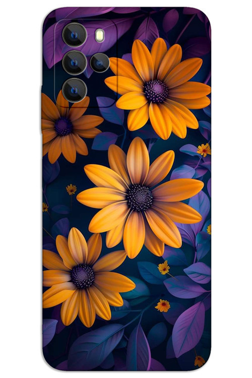 Omix X500 Kılıf HD Desen Baskılı Arka Kapak - Sarı Çiçek