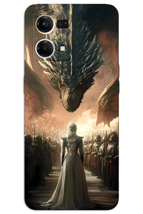 Oppo Reno 7 Kılıf HD Desen Baskılı Arka Kapak - Dragons