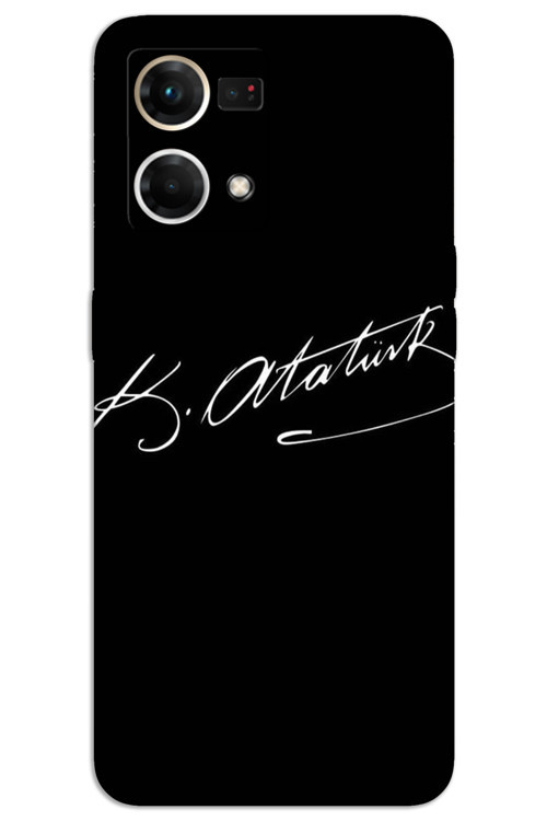 Oppo Reno 7 Kılıf HD Desen Baskılı Arka Kapak - Atatürk İmza