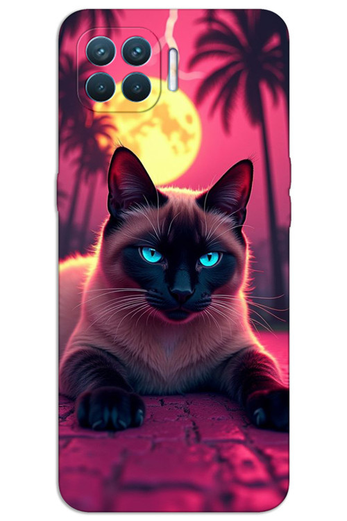 Oppo A73 Kılıf HD Desen Baskılı Arka Kapak - Gergin Kedi