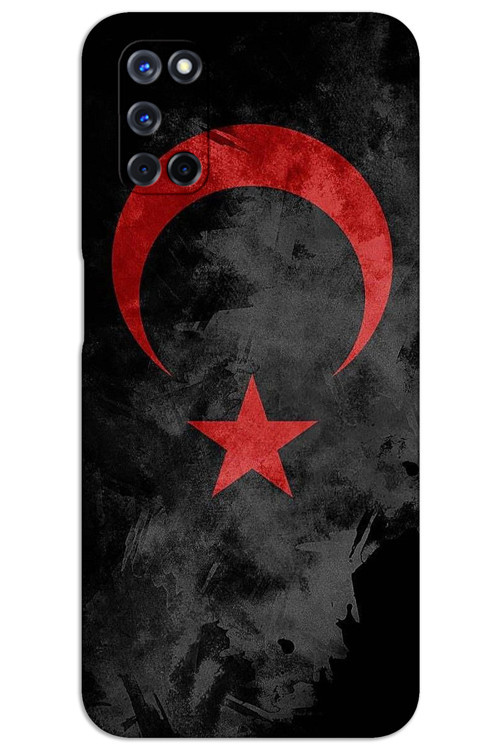 Oppo A92 Kılıf HD Desen Baskılı Arka Kapak - Siyah Bayrak
