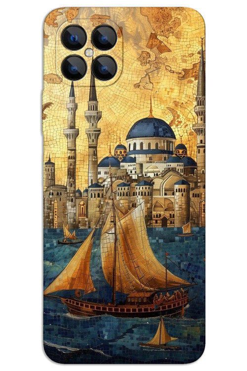 Omix X600 Kılıf HD Desen Baskılı Arka Kapak - Yelkenli Süleymaniye