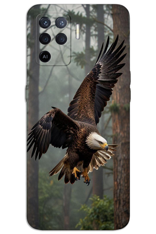Oppo Reno 5 Lite Kılıf HD Desen Baskılı Arka Kapak - Kartal