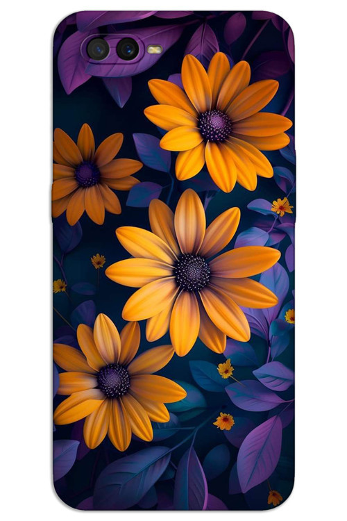 Oppo Ax7 Kılıf HD Desen Baskılı Arka Kapak - Sarı Çiçek