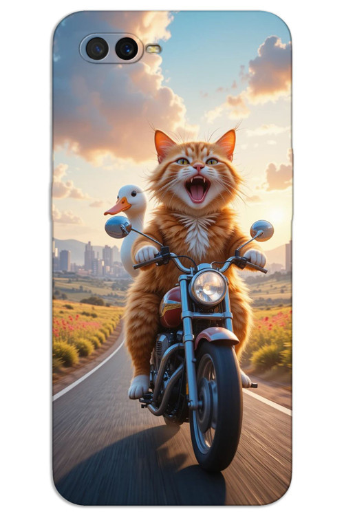 Oppo Ax7 Kılıf HD Desen Baskılı Arka Kapak - Çılgın Kedi