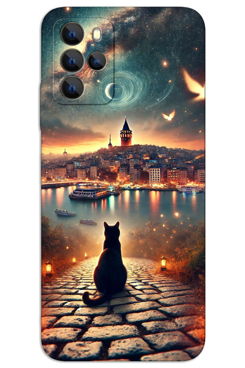 Omix X500 Kılıf HD Desen Baskılı Arka Kapak - Kedi Galata